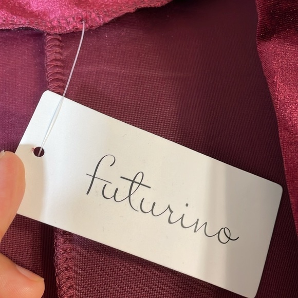 NWT. Futurino Large Burgundy Velvet Open Front Jacket. - Picture 4 of 15